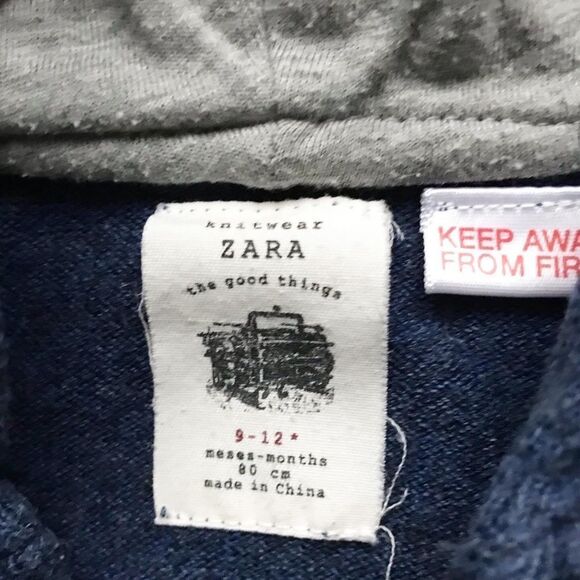 Zara navy blue light  knit vest ear zip up sweater VGUC 9-12 months - Picture 4 of 5